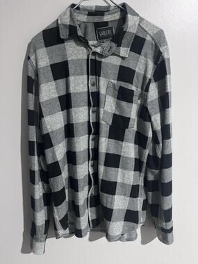 Valor Collective Shirt Mens L Gray Long Sleeve Button-Up Plaid Flannel Relaxed